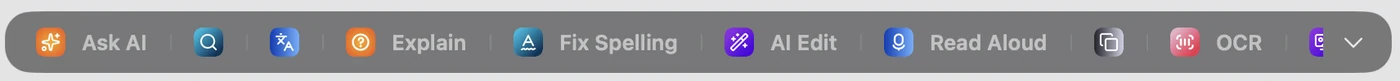PopBar — context toolbar over selected text